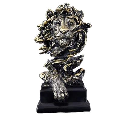 China Lion Head Resin Statue Animal Ornaments Modern Art Deco Garden Decoration Crafts Factory Wholesale for sale