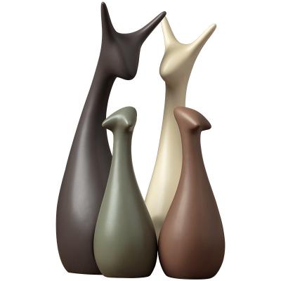 China Art Deco Nordic Home Decor Ceramic Animal Family Figurines Abstract Sculpture Statue Craft Home Ornament for sale