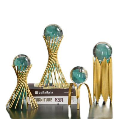 China Contemporary Modern Nordic Living Room Bedroom Ornaments Allah Metal Home Decor Gold Accessories Home Decor Glass Ball for sale