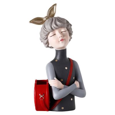 China Modern Nordic Home Decorating Pen Holder Bubble Girl Series In Cute Character Model Resin Sculpture Household Goods Girl for sale