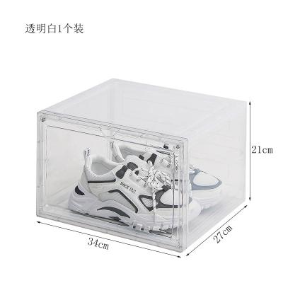 China New Chinese Style Wholesale Four Open Door Shoe Box Transparent Stackable Giant Storage Box Container Front Magnetic Plastic Shoe Box for sale