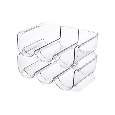 China Minimalist Plant Pantry Cabinet Plastic Organizer for Wine Juice Clear PET Beverage Bottle Storage Rack for Home Wine Storage for sale