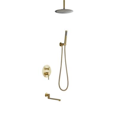 China Without Sliding Bar Factory Price Bathroom Shower Set Concealed Wall Mounted Hot And Cold Shower Mixer Rainfall Head Bath Faucet for sale