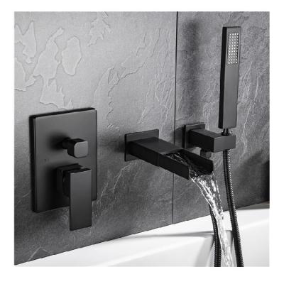 China Without Waterfall Modern Wall Mounted Black Slide Bar Bathroom Hot Cold Water Faucet For Bathtub Use for sale