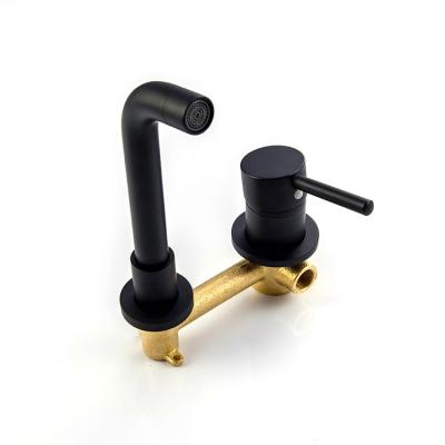 China / New Arrive Matt Black Bathroom Single Handle Basin Faucet 2 Hole Basin Faucet Wall Mounted Mixer Tap for sale