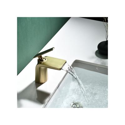 China Modern Design Basin Faucets Brass Waterfall Faucets Single Handle Bathroom Top Metered With Manufacturer Price for sale