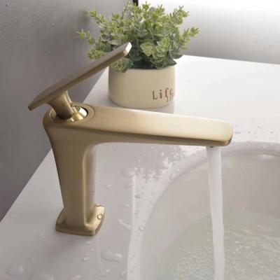 China Other Direct Lavatory Basin Faucet Curved Brushed Gold Bathroom Faucets With Factory Price for sale