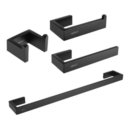 China Sustainable Bathroom Hardware Set Black Robe Hook Towel Rail Rack Shelf Toothbrush Holder Tissue Paper Holder Bathroom Accessories for sale