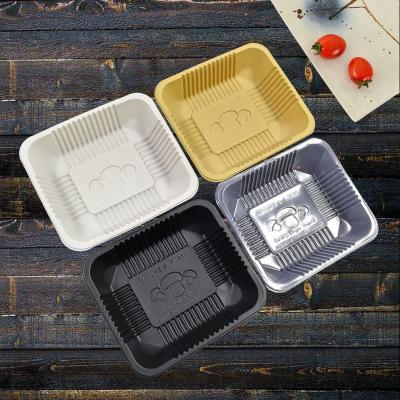 China Disposable Food Fresh Meat Vegetable Fruit Cornstarch Food Tray with Different Size Colors for sale