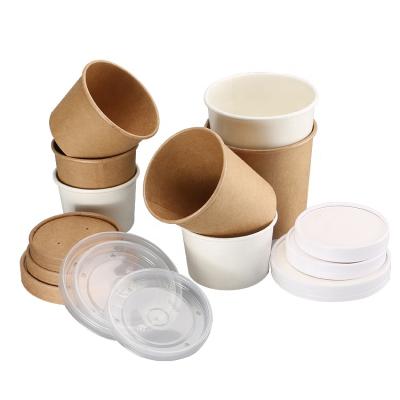 China 8oz 12oz 16oz 26 oz 32oz Biodegradable Disposable Biodegradable Container Take Away Kraft Paper Soup Cup With Lid for sale