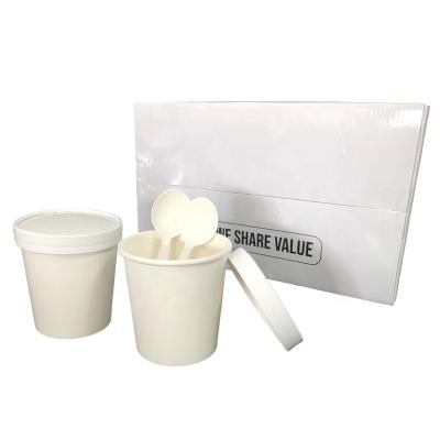 China OEM Recyclable 25 Pcs Gift Box Paper Cup Bio-plastic Exquisite Packing Spoon Set For Party for sale