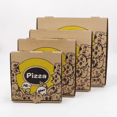 China Biodegradable Corrugated Cardboard Color Printing Paper Food Grade Packaging Disposable Pizza Box for sale