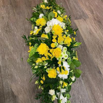 China European style simulation flower lilies and roses love coffin decoration flowers cemetery memorial funeral flower for sale