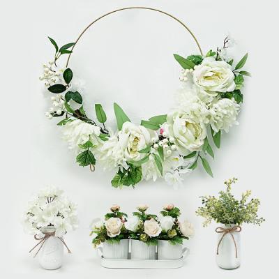 China Wholesale Vintage Peony Wedding Party Dining Table Bridal Dining Table Flower Decorative Artificial Flowers Wedding Bouquet for sale