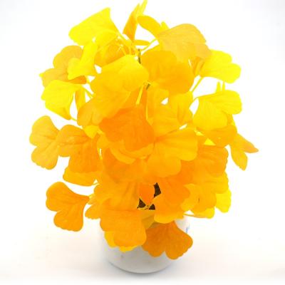 China Best Beautiful Colorful Elegant Artificial Yellow Ginkgo Leaf Potted Tree Plant For Decorations for sale