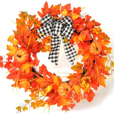 China Idyllic Style of Autumn Harvest Wire Pumpkin Wreath of Idyllic Style of Autumn Harvest for sale