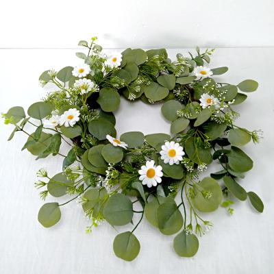 China Beautiful Style Factory Style Artificial Wreath Wholesale Small Sun Daisy Plant Style Wedding Mall Kitchen Garland Artificial Wreath for sale