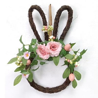 China Handmade & Custom Handmade & Custom Easter Bunny Flower Twig Wreath Decor for Front Door and Interior Wall Decor for sale