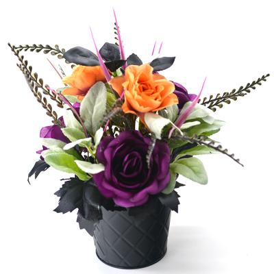 China Halloween Belle Style Artificial Flower Peony Plant Decoration Four-leaf Decorative Flower Pot For Halloween Special Potted Plant for sale