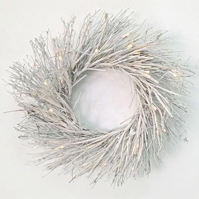 China European Style Factory Wholesale Christmas 22inch Led White Twigs Garlands Apply To Custom Design Decoration Christmas White Twigs Braid for sale