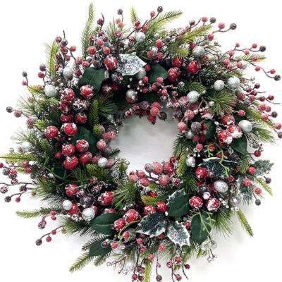 China European Style Christmas Hotel Mall European Wholesale Decorations Style Christmas Hanging Flower Ornaments 60cm Wreath Christmas Decoration for sale