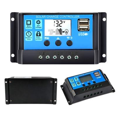 China Blue Charger Controller 133.5*70*35mm Solar Power Controller 10A 12V DC Output With 5V/3A Dual USB Ports for sale