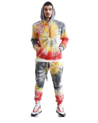 China 2021 fall QUICK DRY men's tie-dye trend casual hoodies with drawstring waistbands for sale