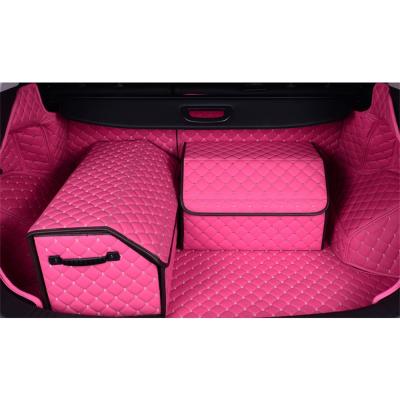 China Portable Luxury Cargo Organizer Foldable Storage Bag Trunk Storage Box Multi-Use High Capacity Leather Car Back Seat Organizers for sale