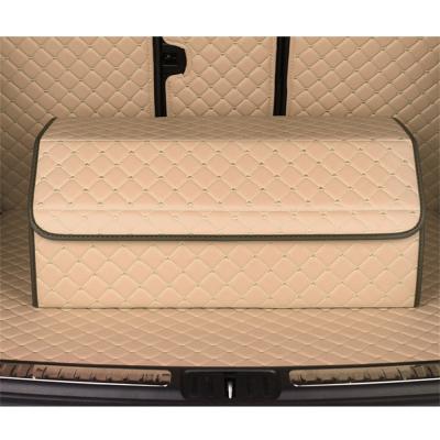 China Lotuz CA1011 Luxury Car Trunk Storage Bag Organizer with Lashing Lid Portable Car Storage Tidying PU Leather Auto Trunk Box Organizer for sale