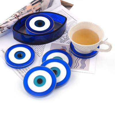 China Lotuz Nazar Boncuk Cups Storage Box Demon Evil Eye Coaster Disposable Silicone Molds Epoxy Resin Coaster Molds for sale