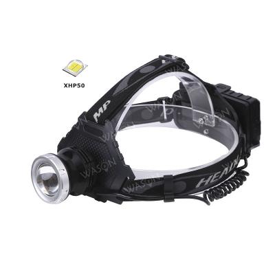 China Newest XHP50 Long Beam XHP50 Power Bank Exclusive Super Powerful Bright Working Helmet Amazon Private Label Camping Head Lamp for sale