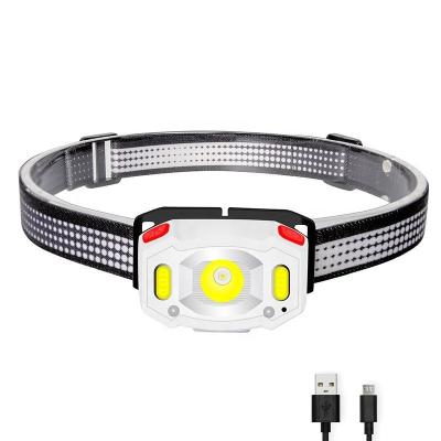 China 2021 Emergency LED Headlight Gesture Sensing Headlamp 350 Lumens Waterproof Rechargeable Headlamp Running Camping For Adults And Kid for sale