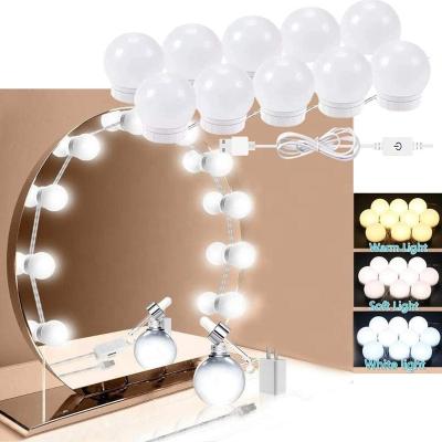 China 10 Dimmable DIY Hollywood Style LED Light Bulbs Modern Warm Makeup Vanity Mirror Light With USB Mirror Light Fixture Strip For Bathroom for sale