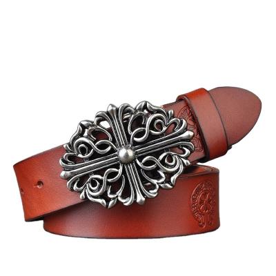 China China designer retro cowhide men's pure leather belt cowhide jeans new arrival pure leather belt punk wholesale for sale