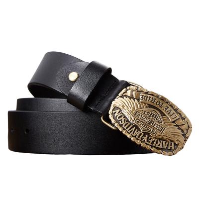 China Top-grain Leather Belt Men's Leather Belt Buckle Soft Top Hip Hop Leather Pants Belt for sale