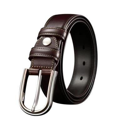 China universal pure leather pin buckle Top-grain top layer cowhide genuine leather belt middle and young couple pants belt for sale