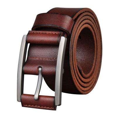 China All-match Genuine Leather Top-grain Buckle Leather Belt Men's Casual Men's Pin Belt Pin Pants Belt for sale