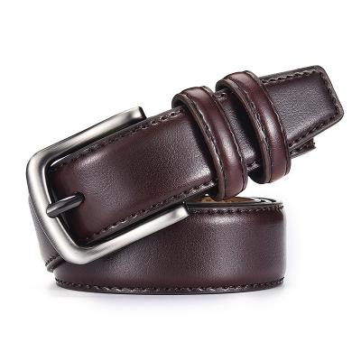 China 2022 New Second-grain Leather Belt Men's Pin Buckle Youth Belt Student Military Training Pants Belt for sale