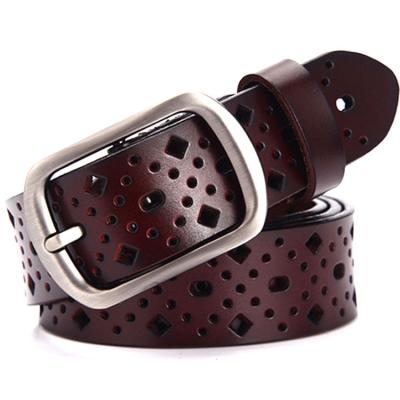 China Second-Grain Leather Ladies Belt Soft Ladies Pin Buckle Belt Wide Leather Fashion Belt for sale