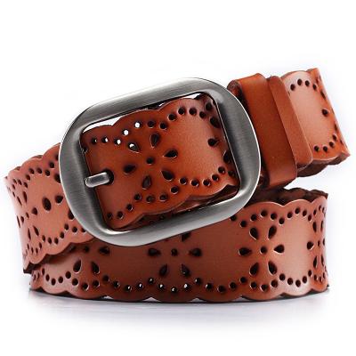 China 2022 ALLOY Fashion Casual Women's Belt Simple Lady Leather Belt Simple Alloy Buckle Genuine Leather Belt for sale