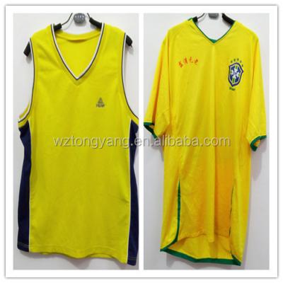 China Fashion and popular hot sale used clothing and shoes in USA basketball uniform yellow men's clothing for sale