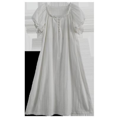 China Princess Style Homewear Women Summer Soft Nightgown Short Version Nightgown Sleeve Dress Cotton Nightgown for sale