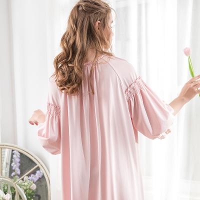 China Lovely French Court Loose Princess Style Lace Nighty Retro Dress Nightgown Summer Version Long Sleeve Home Clothes Women Nightgown for sale