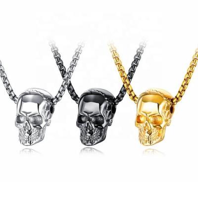 China Trendy Punk Pendant Necklace Men's Halloween Skeleton Skull Necklace for sale