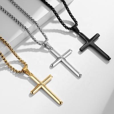 China TRENDY classic plain stainless steel Christian Cross Necklace For Men for sale