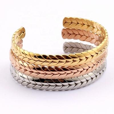 China FASHIONABLE Personalized Wheat Shape Bracelets Stainless Steel Braided Bangles Bracelets Fashion Women Open Bangle for sale