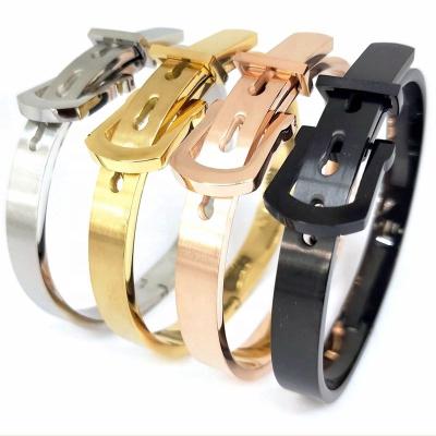 China 2021 Fashion Trendy Design Men's Belt Buckle Bracelet Stainless Steel Women Belt Bracelet Wristband for sale