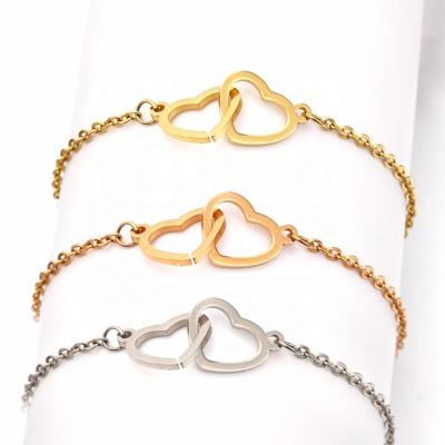 China Stainless Steel TRENDY Bangle Fashion Heart Charm Bracelet Locking Anklet Chain For Women for sale