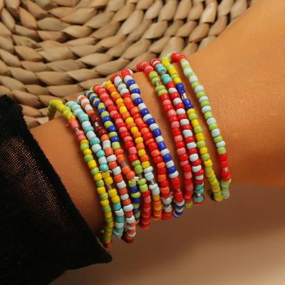 China FASHIONABLE Multi Layer Bohemian Popular Women's Adjustable Miyuki Beads Bracelet 12Pcs A Colorful Set for sale