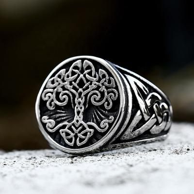 China Viking Jewelry Vintage Stainless Steel Norse Vintage Irish Tree of Life Ring For Men for sale